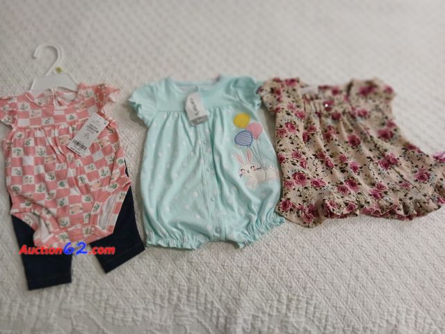 Lot 44-2013i - New with tag Carters 2 piece outfit, onesie and stretch jeans, tag price 24.00.  New with tag, size 3 months bubble outfit with rabbit and b...