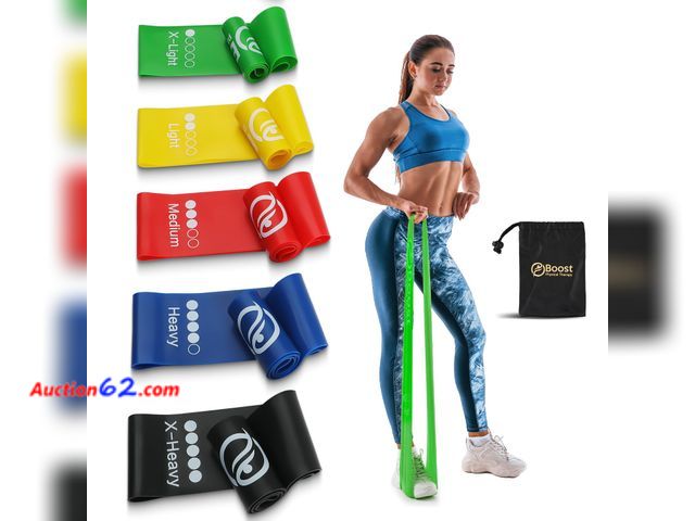Lot 44-9266 - BOOSTFIT Resistance Bands for Working Out, Exercice Bands Set with 5 Different Levels for Physical Therapy, Elastic Bands with Instruction G...