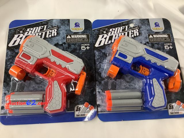 Lot 44-7579t - Lot of 2 soft blasters 2 colors.NEW. See All Photo's Not Tested Never opened, Factory Sealed