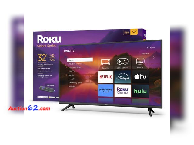 Lot 44-192p - Roku Smart TV – 32-Inch Select Series 720p HD RokuTV with Roku Voice Remote- (Does NOT Include Legs Or Hardware) Powers on, not tested furth...