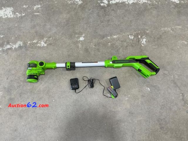 Lot 44-1587p - $130 Retail value- (Missing battery) Greenworks 24V Cordless String Trimmer/Edger (Gen 2), 12" Cutting Width, Ultra-Light 6 lbs Design Appea...