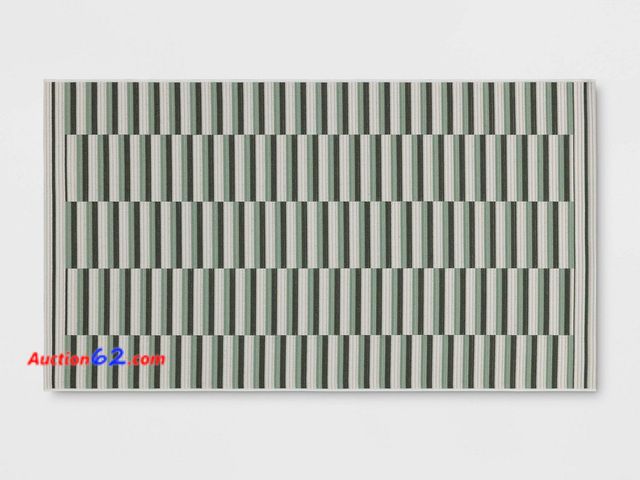 Lot 44-1560p - $55 Retail value- 3'11"x5'5" Color Blocked Striped Rectangular Indoor Outdoor Area Rug Green - Room Essentials™ Appears New, A basic inspect...