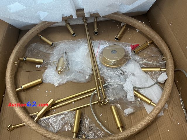 Lot 44-4038f - $150 Retail price - Gold Rope Chandelier Light Fixture Appears New, A basic inspection has been given to this item. Sold AS-IS. Not Tested S...