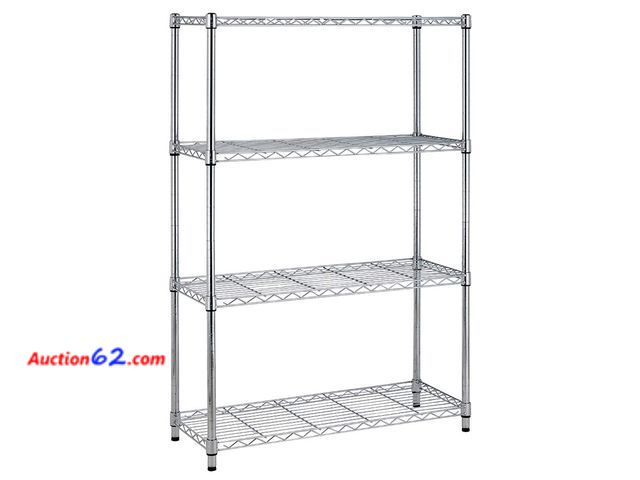 Lot 44-127a - BestOffice Adjustable Wire Shelving Storage Shelves Heavy Duty Shelving Unit for Small Places Kitchen Garage (Chrome, 36×14×54) See All Phot...