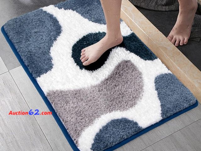 Lot 44-6874g - Bathroom Rug Mat, 17.5 x 24 Soft and Water Absorbent Microfiber Bath Rug (Abstract Blue)