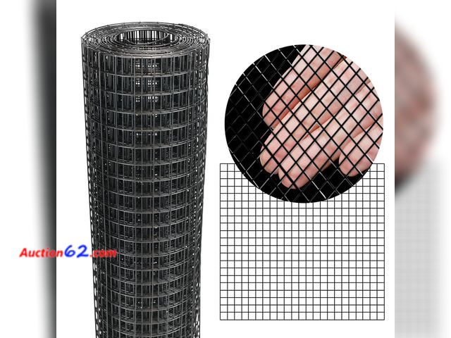Lot 44-1519e - Black Hardware Cloth 16'' x 10' PVC Steel Vinyl Coated 1/2 inch Galvanized Wire Mesh Roll (19 GA) Chicken Wire Fence Roll, for coop Fences,S...