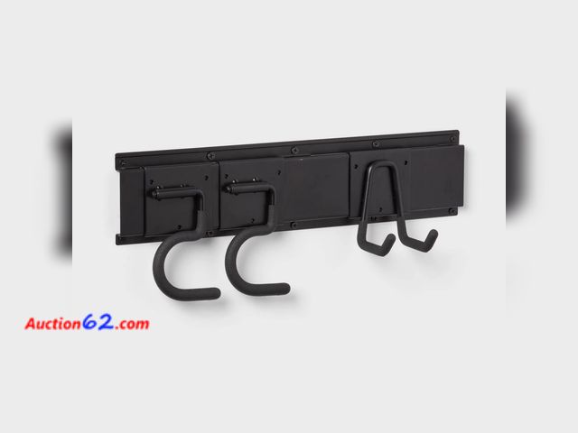 Lot 44-171e - Heavy Duty Garage Tool Hook and Rail Kit - Brightroom™: Wall Mounted Storage, Steel, Black, 36" Width, 90 Lb Capacity See All Photo's Appear...