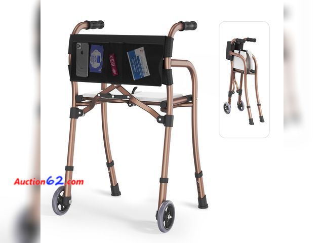 Lot 44-890 - $119.99 Retail price - Narrow Folding Walkers for Seniors with Seat, Compact Travel Walker See All Photo's Not Tested Appears New, A basic i...