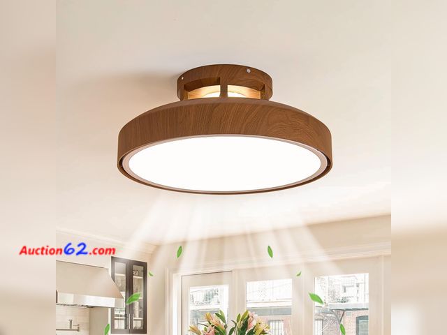 Lot 44-1870 - $169.99 Retail price - Monikessy Bladeless Ceiling Fans with Lights and Remote, 18.9" Farmhouse Embedded Ceiling Fan Light, Flush Mount Dimm...