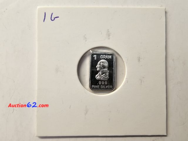 Lot 44-8353g - ONE GRAM .999 FINE PURE SILVER GEORGE WASHINGTON BAR-NT