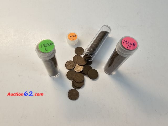 Lot 44-8364g - THREE (3) 1956 D ROLLS OF WHEAT CENTS.-NT