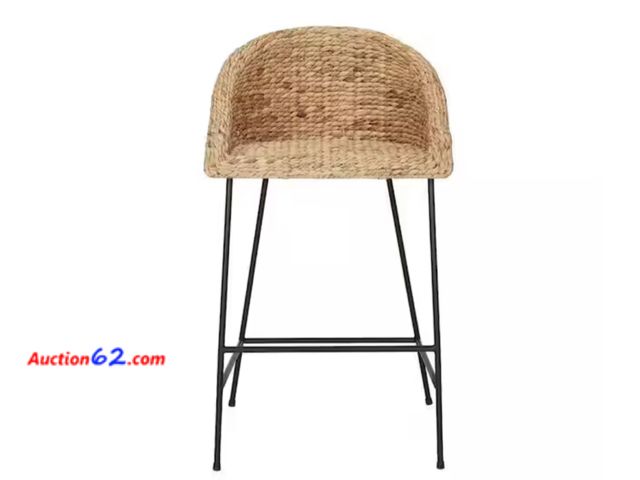 Lot 44-4021w - Retail value $169- 28 in. Natural Woven Hyacinth Bar Stool with Low Back Appears New, A basic inspection has been given to this item. Sold A...