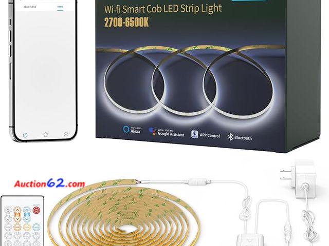 Lot 44-4052b - MY BEAUTY LIGHT 24v COB Smart Led Strip Lights 16.4ft Kit, 2700K-6500K Color Temperature Changing Ultra Bright WiFi Led Light Strip Compatib...