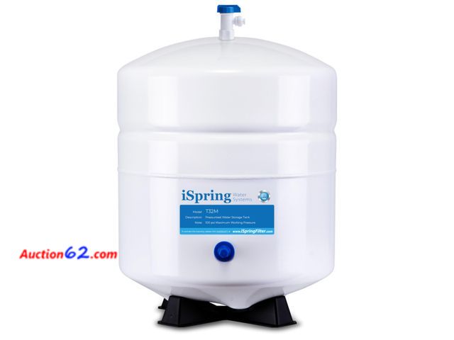 Lot 44-179j - iSpring T32M Pressurized Water Storage Tank with Ball Valve for Reverse Osmosis RO Systems, 4 Gallon, 1/4" Tank Valve Included, White Appear...