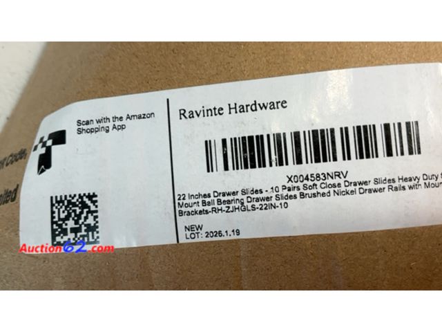 Lot 44-2775 - Ravinte Hardware 22 Inch Soft Close Drawer Slides 10 Pairs Heavy Duty Ball Bearing Appears New, A basic inspection has been given to this it...