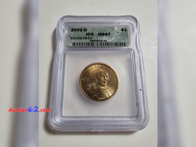 Lot 44-8357p - 2002-D SACAGAWEA DOLLAR GRADED MS67 (MINT STATE) BY ICG! MINTED IN DENVER.-NT