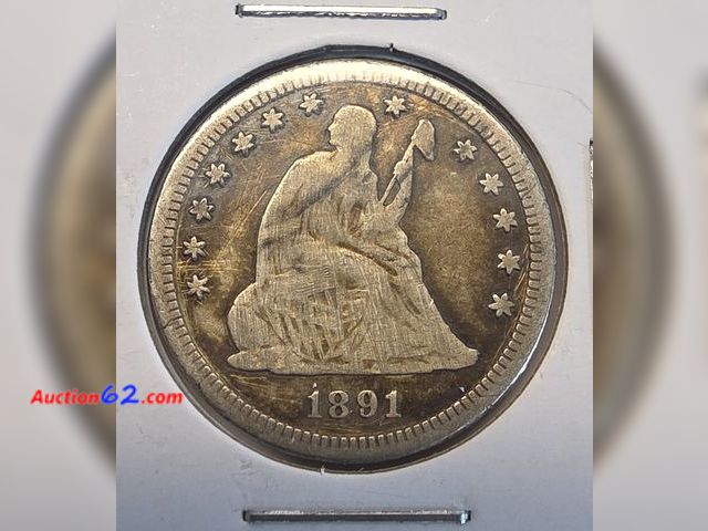 Lot 44-8336w - 1891-S SEATED LIBERTY 90% SILVER QUARTER. LAST YEAR OF THE SEATED QUARTER!! MINTED IN SAN FRANCISCO. - NT