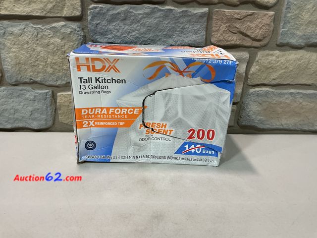 Lot 44-1672f - 13 Gallon Reinforced Top Drawstring Fresh Scented Tall Kitchen Trash Bags with 20% PCR (200-Count) See All Photo's Not Tested E-Commerce Ret...