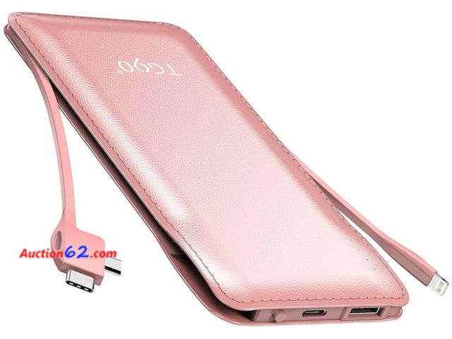 Lot 44-6547q - TG90° 10000mah Portable Charger Power Bank with Built-in Cables,Travel Essentials Battery Pack with Cords Portable Phone Charger Compatible ...