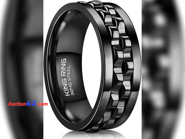 Lot 44-142g - King Ring 8mm Gear Spinner Ring- Polished Fidget- Size 10  Appears New, A basic inspection has been given to this item. Sold AS-IS.