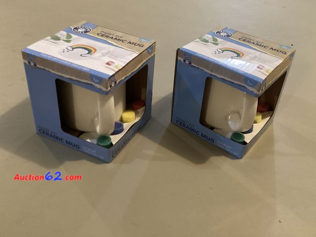 Lot 44-7706i - Lot of (2) paint your own ceramic mugs.  Appears New, A basic inspection has been given to this item. Sold AS-IS. See All Photo's