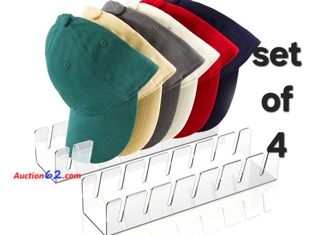 Lot 44-6654g - Hat Stand for Baseball Caps - Acrylic Hat Display and Organizer - Set of 4 Appears New