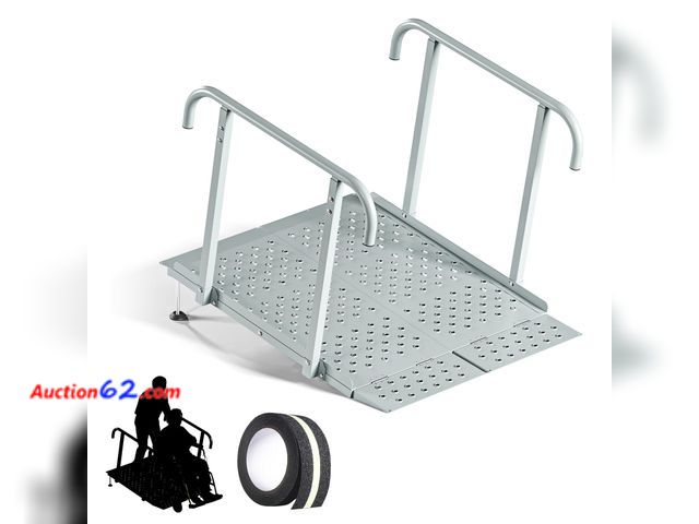 Lot 44-1971 - $219.99 Retail price - PURRPAXZ Portable Wheelchair Ramp with Handrails, Non-Slip Iron Handicap Ramp 440lbs Load Capacity, 40-inch Length Wh...