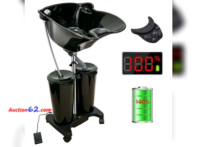 Lot 44-1817a - $215.99 Retail price - Portable Shampoo Bowl with Electric Pump, Rechargable Shampoo Basin with Sprayer and Water Tanks, Mobile Hair Washing...