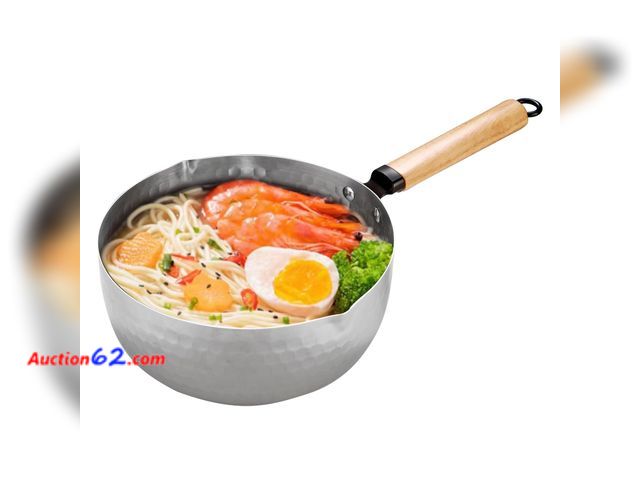 Lot 44-843i - Yukihira Saucepan,Yukihira Pot, 4 Quart Stainless Steel Saucepan Pan Japanese Milk Pot with Wood Handle See All Photo's Not Tested Appears N...