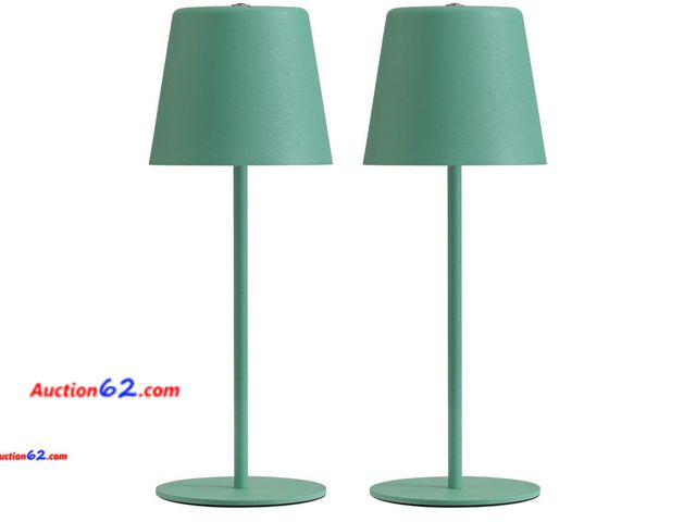 Lot 44-9038b - NEWSEE (green, 2pcs) LED Wireless Bottle Rechargeable Portable Cordless Table Lamps, 3 Color Dimmable Battery, 5000mAh Waterproof Lights for...