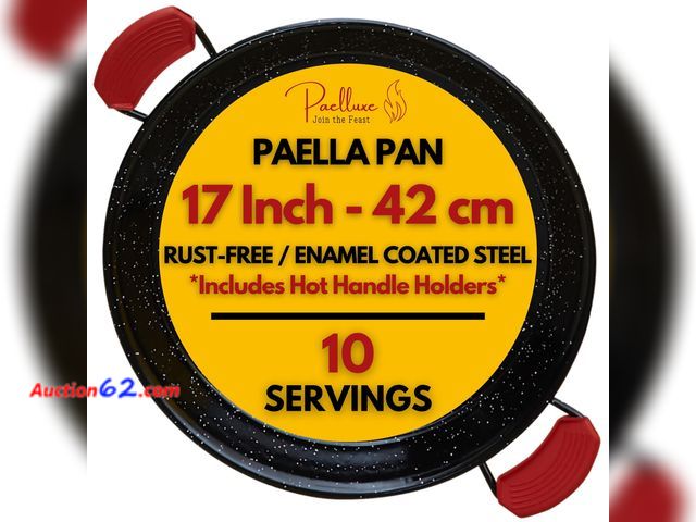 Lot 44-1793 - Paelluxe Paella Pan – Enamelled, No-Rust Steel Skillet for Propane &amp; Gas Burners – Easy-to-Clean Pan for Indoor &amp; Outdoor Cooking – ...