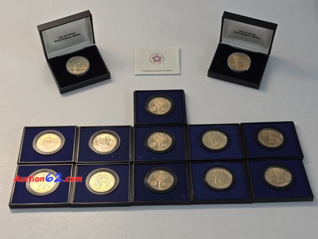 Lot 44-8351p - 13 VARIOUS BRASS MEDALS ALL MADE BY THE U.S. MINT. 6 DIFFERENT TYPES. ALL COME IN ORIGINAL U.S. MINT DISPLAY BOXES.-T