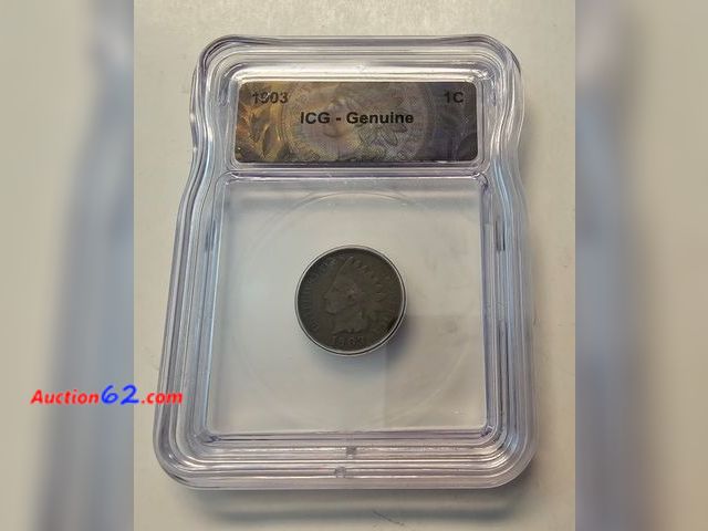 Lot 44-8315u - 1903 INDIAN CENT GRADED GENUINE BY ICG. MINTED IN PHILADELPHIA.-NT
