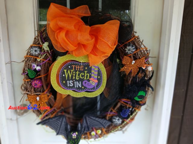 Lot 44-3621m - New Halloween Wreath, measures approximately 28" x 28:.  See all photos. Appears New, A basic inspection has been given to this item. Sold A...