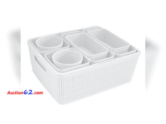 Lot 44-536t - Simplify 10-Piece Organizing Set, White Appears New, A basic inspection has been given to this item. Sold AS-IS. Not Tested