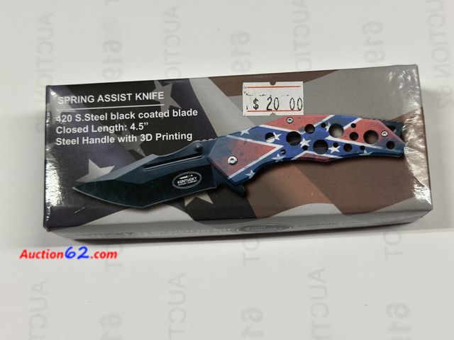 Lot 44-6034o - Kentucky cutlery 4.5 in closed knife with metal belt clip. Spring assist. $20 pre tagged from store closing. #71123 See All Photo's Tested &...