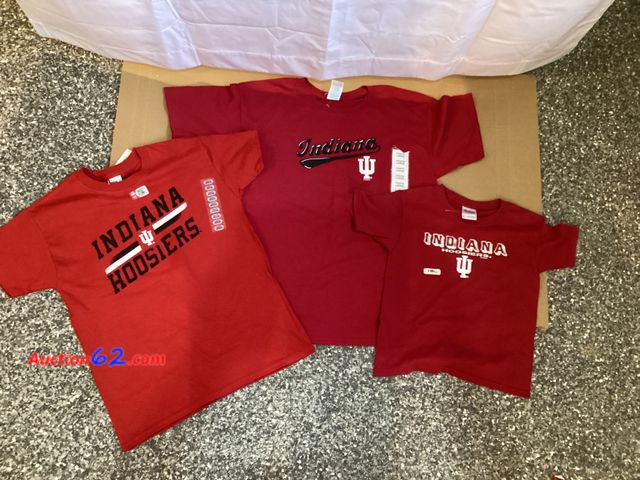 Lot 44-7726i - Lot of (3) youth Indiana University T-shirts. (1) youth XS, (1) youth Medium, (1) youth Large.  Appears New, A basic inspection has been giv...