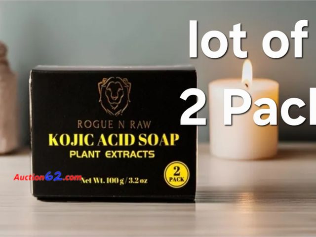 Lot 44-6581p - Lot of 2 Turmeric Kojic Acid Soap Bars Retinol, Collagen, Vitamin C, Glycerin, Castor Oil for skin beauty, reduce dark spots, smooth skin, P...