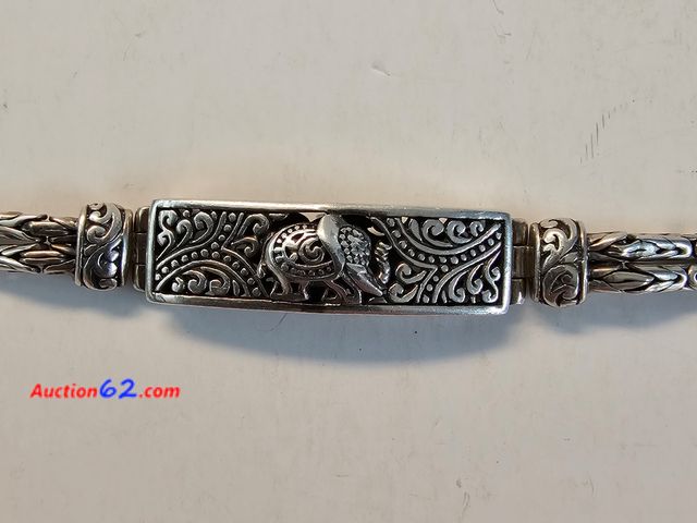 Lot 44-8374w - AWESOME .925 STERLING SILVER BRACELET WITH MIDDLE EASTERN ELEPHANT.-T