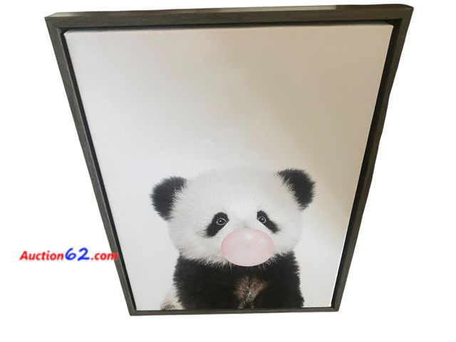 Lot 44-9058j - 18” X 24” Baby Panda Bubble Gum Nursery Animal Wall Art by Amy Patterson  Appears New, A basic inspection has been given to this item. Sold ...