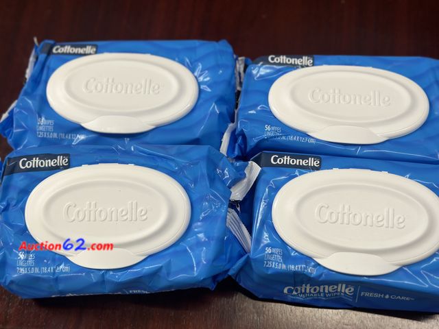 Lot 44-7563b - 4 packages of 56 cottonelle fresh and care flushable wipes. NEW. Date 10/27 See All Photo's Not Tested Never opened, Factory Sealed