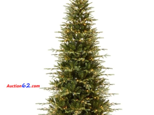 Lot 44-6987w - 4.5ft Pre-Lit Artificial Aspen Slim Noble Fir Christmas Tree w/ Metal Stand Warm White and Multicolor Lights Appears New, A basic inspection...