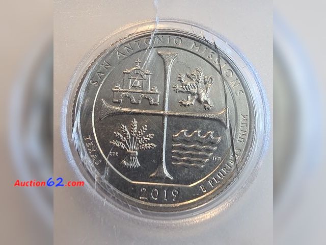Lot 44-8351k - **RARE** 2019-W "SAN ANTONIO MISSIONS" NATIONAL PARK QUARTER. MINTED IN WEST POINT!! COMES IN PROTECTIVE HOLDER! - NT