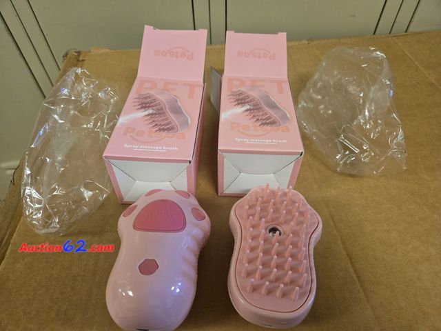 Lot 44-6806p - Lot of 2 Steam Cat Brushes for Deshedding and Grooming - Detachable Hair Remover for Cats and Dogs, Massager for Pets Appears New, A basic i...