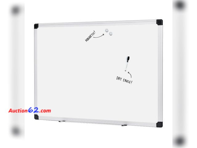 Lot 44-284p - Amazon Basics Magnetic Whiteboard/Dry Erase Board, 36 x 48-inch, Aluminum Frame, Silver/White Appears New, A basic inspection has been given...