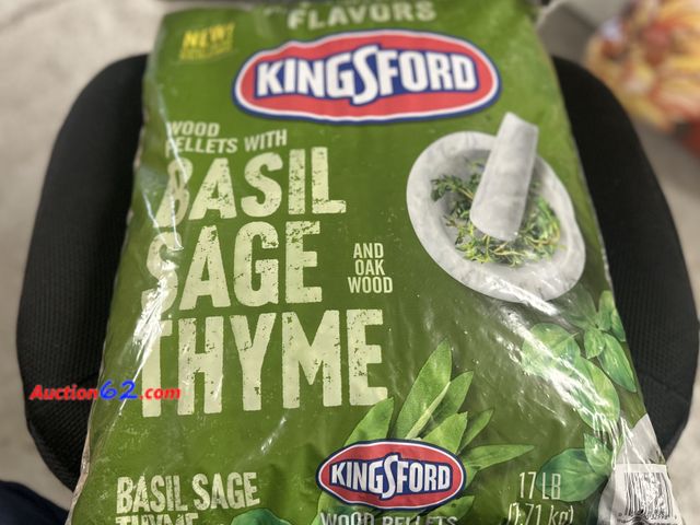 Lot 44-7547g - Kingsford wood pellets with BASIL SAGE THYME and OAK WOOD. 17 lb bag. NEW. See photos. Not Tested Never opened, Factory Sealed