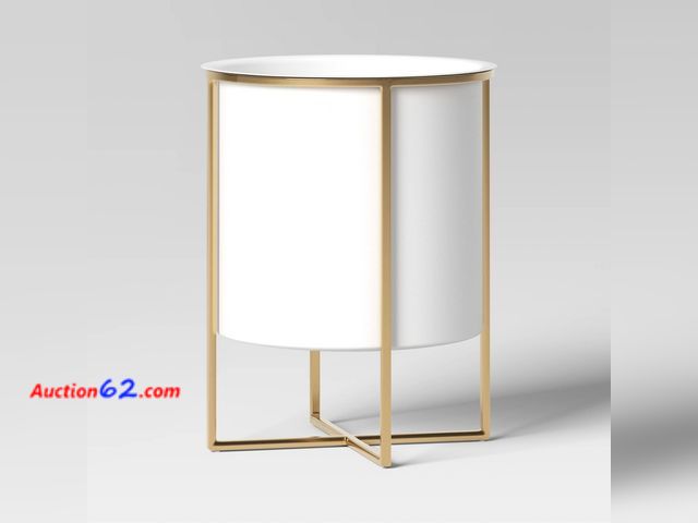 Lot 44-638p - Iron Indoor Outdoor Planter Pot with Stand White/Brass 13.2"x13.2"x16" - Threshold™ Appears New, A basic inspection has been given to this i...