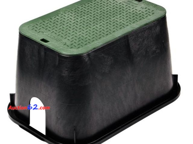 Lot 44-1606 - $33 Retail value- NDS D1000-SG Rectangle Valve Box with Drop-In Cover, 10-Inch by 15-Inch by 10-Inch, Black/Green • DURABLE VALVE BOX WITH G...