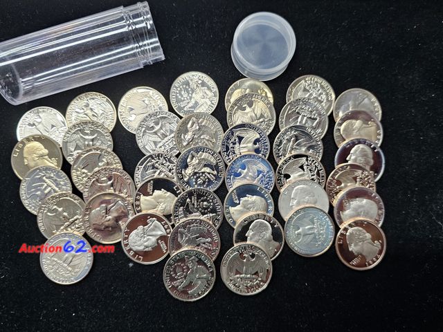 Lot 44-8338o - ROLL OF FOURTY (40) PROOF RANDOM DATE QUARTERS. $10 FACE-NT