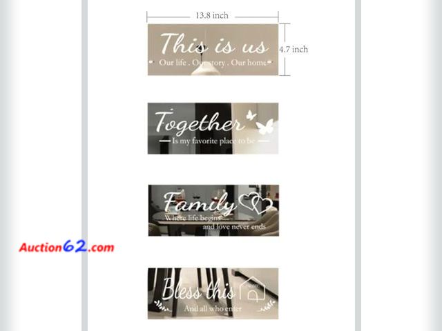 Lot 44-6546q - Bllokna 4pc Home Wall Decor Signs Farmhouse Acrylic Mirror Wall Decorations 4.7*13.8 inch (White) Appears New, A basic inspection has been g...